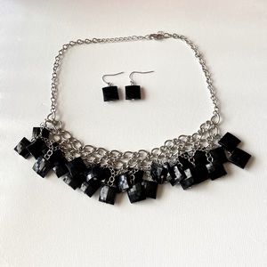 Black Necklace with Matching Earrings